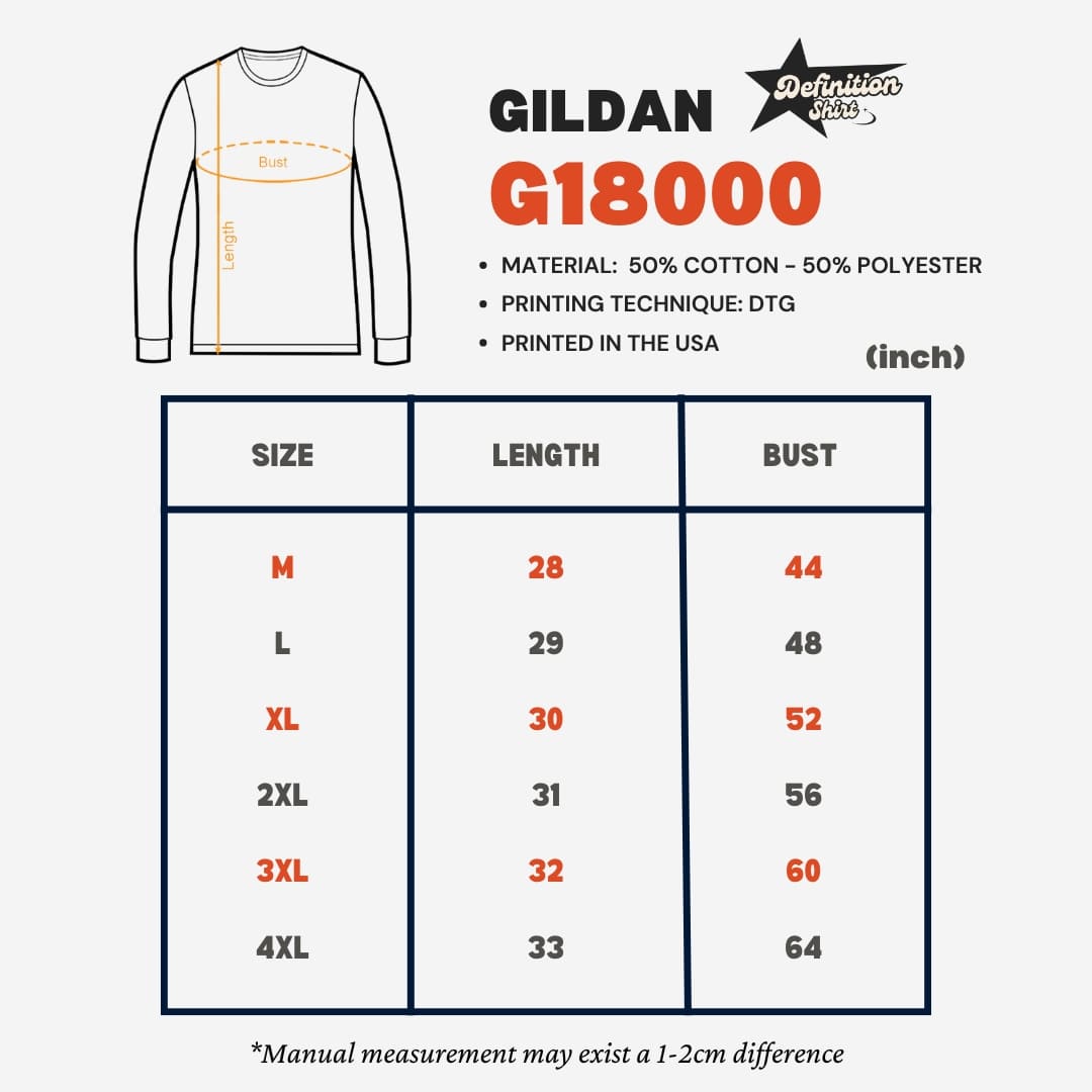 Definition Shirt Sweatshirt Size Chart