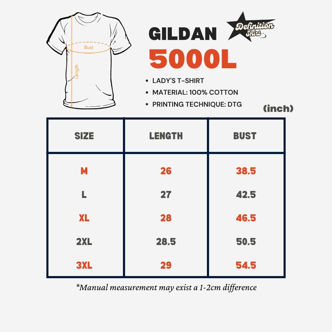 Ladies Tee Size Chart Definition Shirt